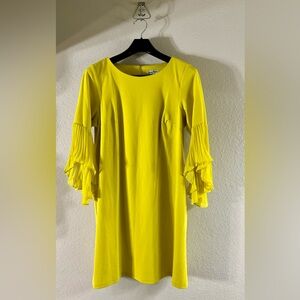 Shelby & Palmer Yellow Ruffle Sleeve Dress